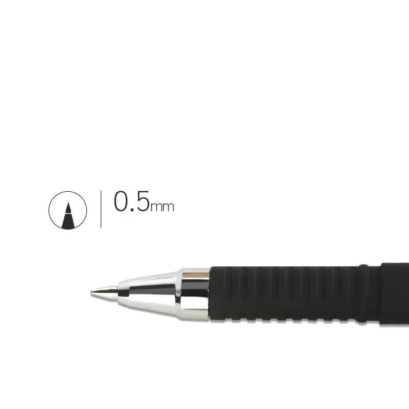 Carbon black gel pen set for students, office work, and note-taking, featuring quick-drying ink and anti-fatigue grip, available with bullet tip or needle tip options in an 8-piece pack for reliable everyday use.