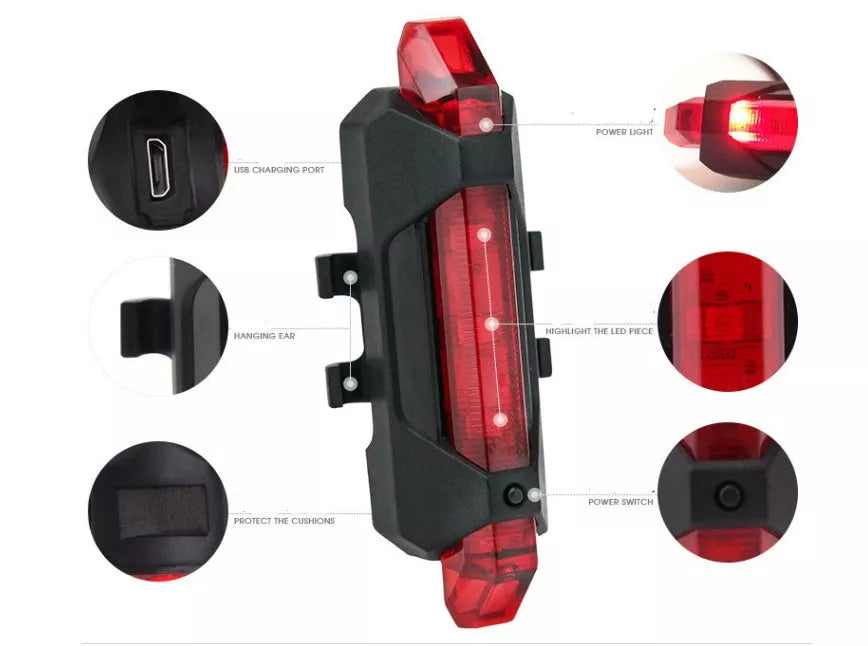 Mountain bike LED warning lights in high-elastic waterproof silicone for enhanced visibility