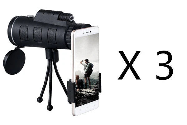40x60 monocular telescope with compass and tripod mount for smartphones, perfect for outdoor adventures, birdwatching, and sports viewing