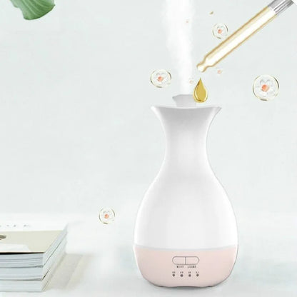 White or pink ultrasonic aromatherapy vase humidifier with night light and 200ml water tank