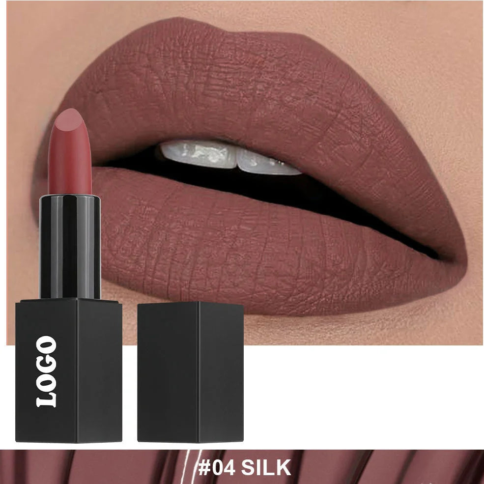 Beauty Does Not Fade waterproof matte lipstick in standard case with anti-discoloration technology