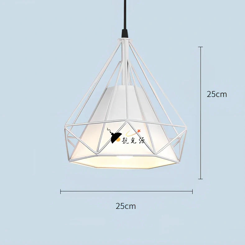 Wrought iron diamond chandelier in black, adjustable to 1.2m height for 10-15㎡ rooms with 80,000-hour LED