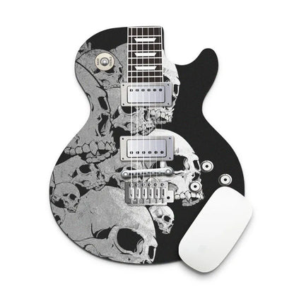 Guitar-shaped mouse pad, 22cm x 18cm, natural rubber and fine cloth, 2mm thick, anti-skid back, nine guitar styles.