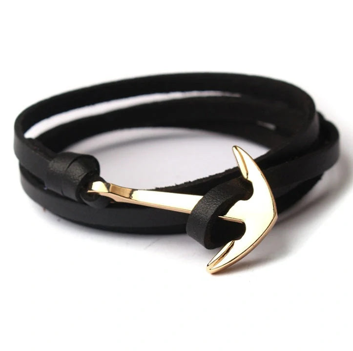 Stylish unisex anchor bracelet with hand strap, perfect for nautical fashion enthusiasts