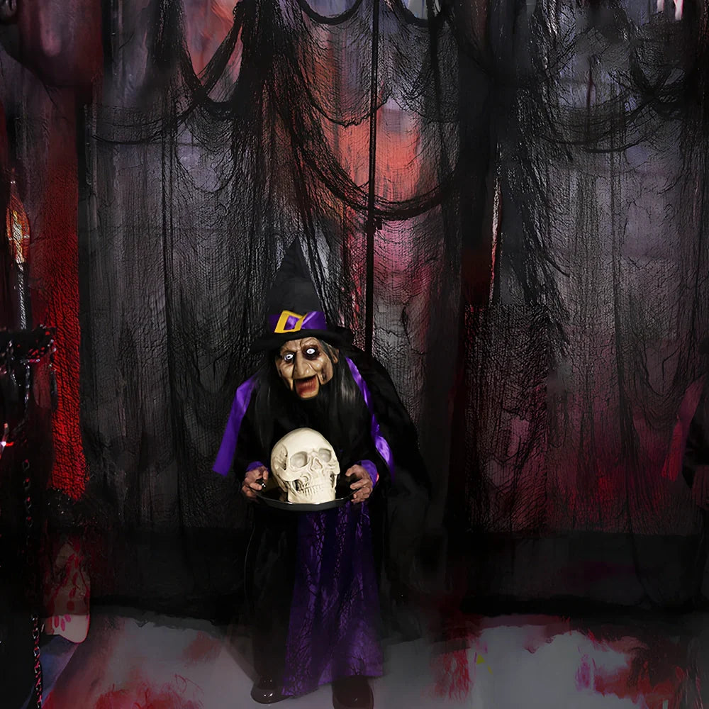 Black polyester gauze stage backdrop, 76cm width, lengths 180cm to 400cm for Halloween decorations