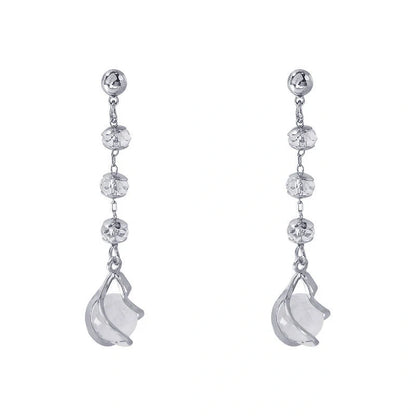 Crystal opal earrings with water drop design and electroplating finish