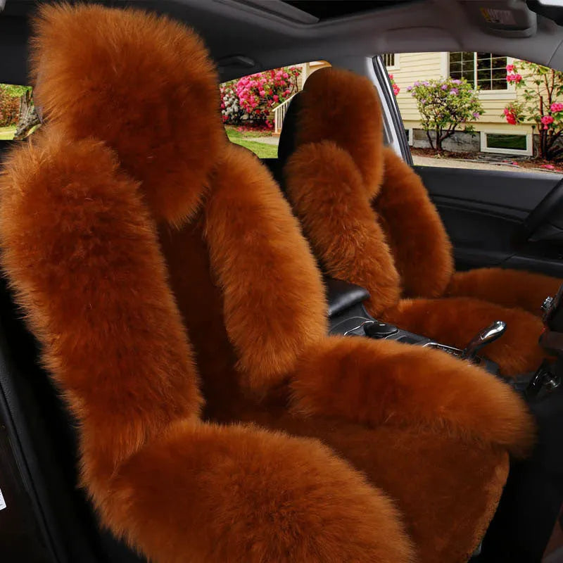 Winter car seat cushion in wool and cashmere blend with cotton filling, single seat, shown in one of six colours