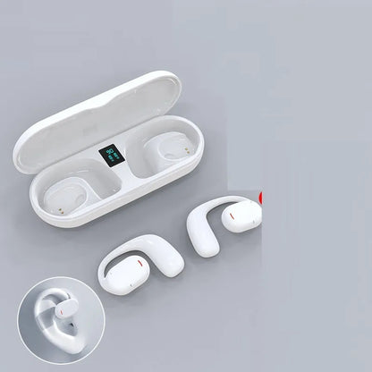 Black and white earplug type bilateral stereo Bluetooth headset with charging case
