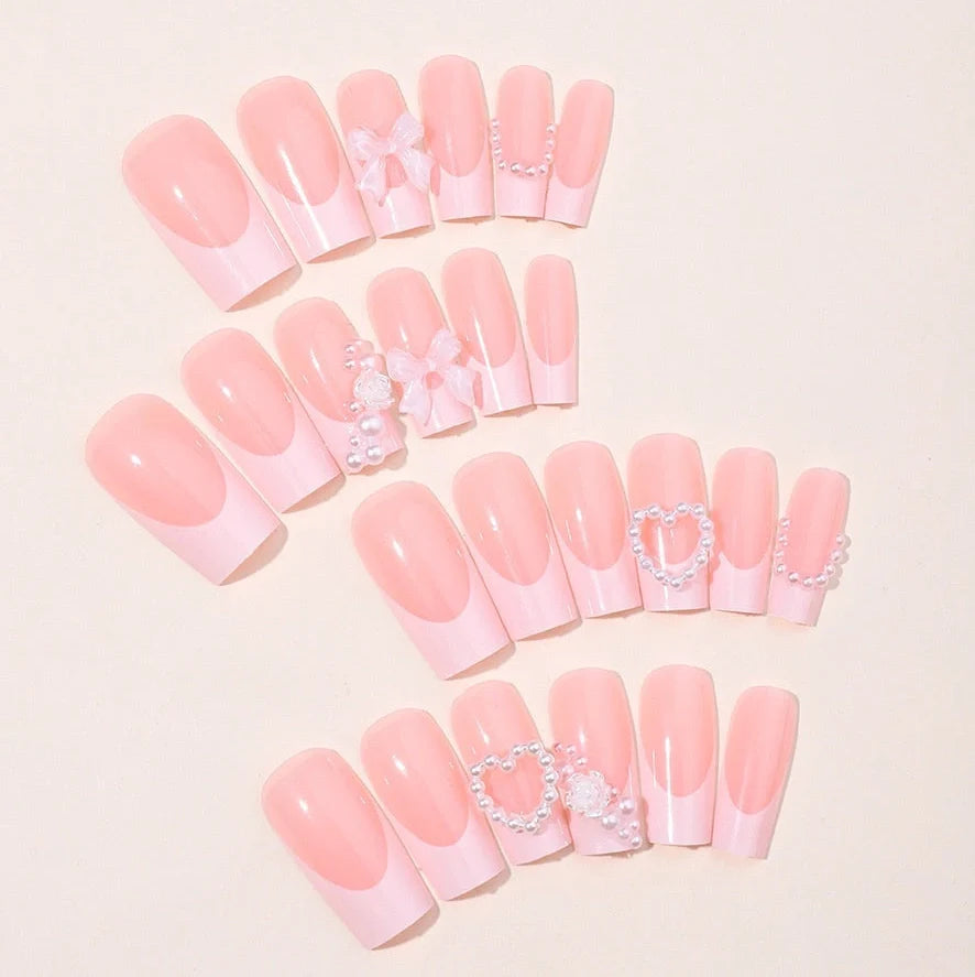 French Love Pearl removable nail stickers with love pattern in XD93 colour, jelly glue, and polish rub for temporary nail art