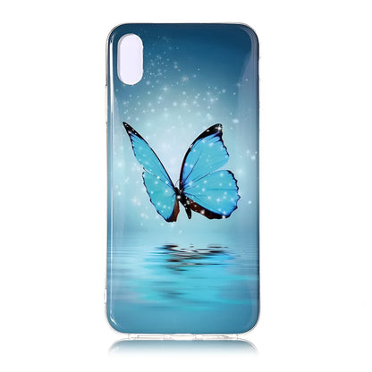 Luminous cartoon butterfly design on a flexible TPU iPhone back cover case.