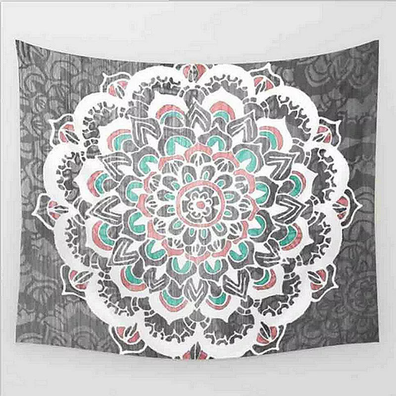 Vibrant elephant mandala tapestry with 3D digital printing for wall decor