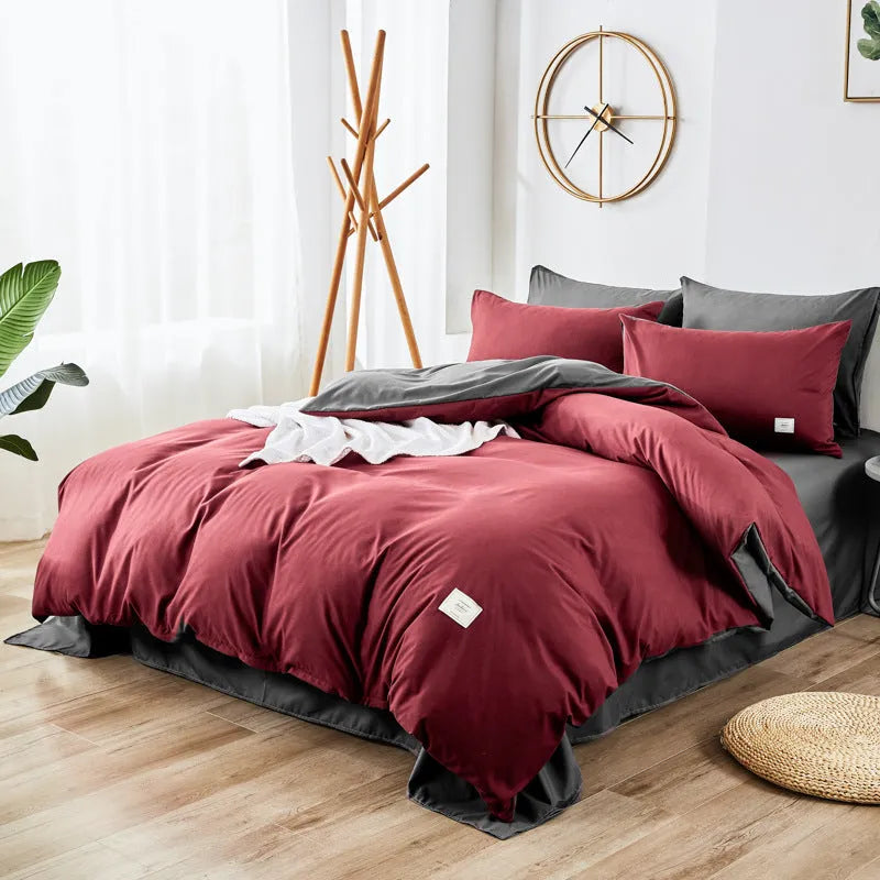 Home Textile bedding set showing duvet cover, flat sheet and pillowcases in a choice of ten colours.