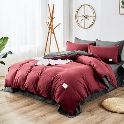 Home Textile bedding set showing duvet cover, flat sheet and pillowcases in a choice of ten colours.