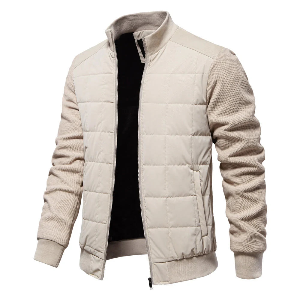 Men's Winter Stand Collar Stitched Zipper Jacket in various colours