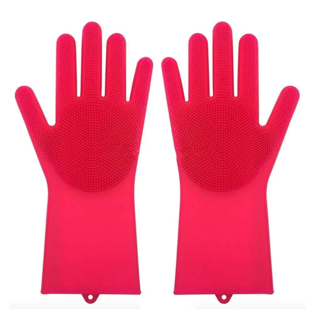 Silicone gloves with heat-resistant and non-slip design for versatile cleaning and cooking tasks