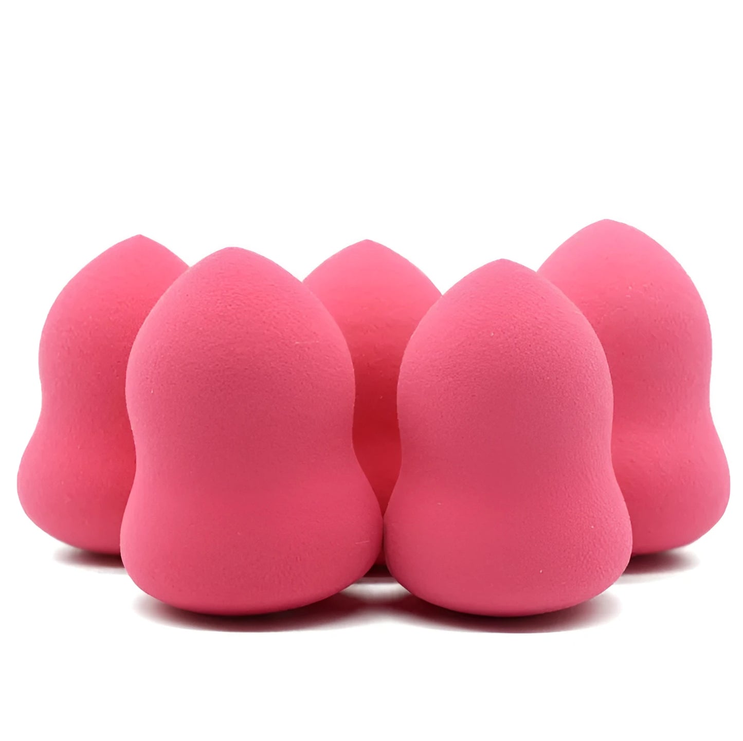 Pink hydrophilic non-latex makeup application sponge for wet and dry use.