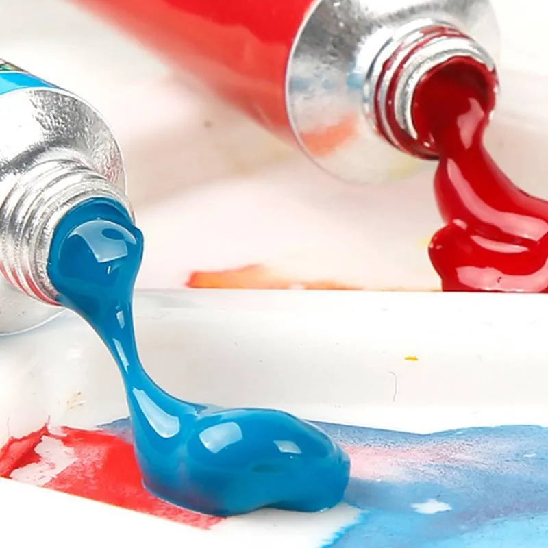 Gouache paint set with multiple coloured tubes in 12, 18, or 24 colour configurations