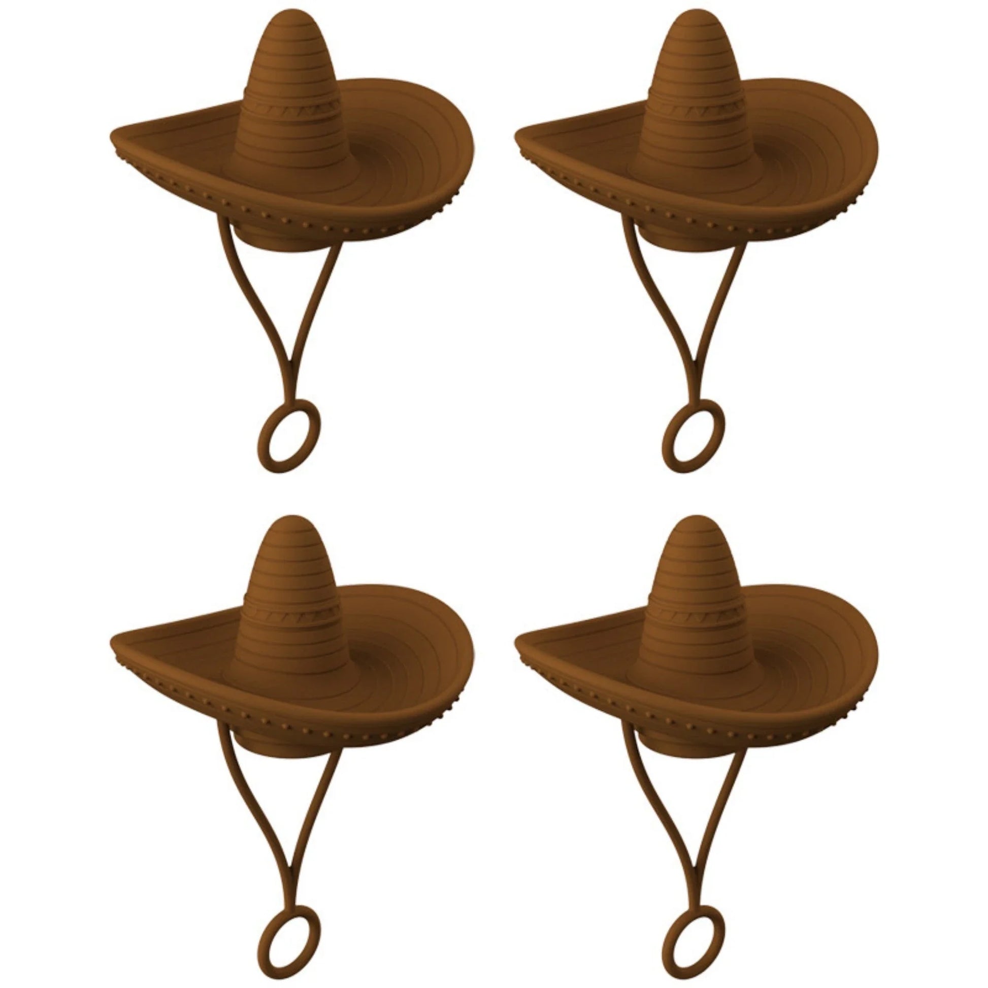 Stylish cowboy hat-shaped straw covers made of food-grade silicone in vibrant macaroon colors for protecting and decorating drinks