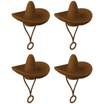 Stylish cowboy hat-shaped straw covers made of food-grade silicone in vibrant macaroon colors for protecting and decorating drinks