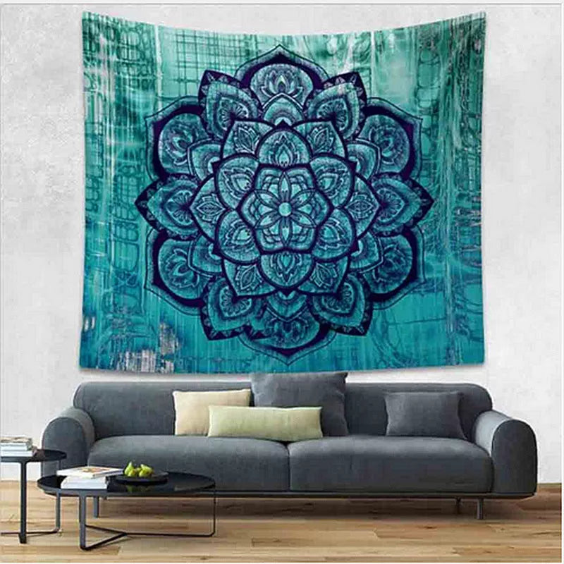Vibrant elephant mandala tapestry with 3D digital printing for wall decor
