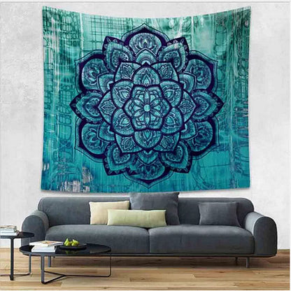 Vibrant elephant mandala tapestry with 3D digital printing for wall decor