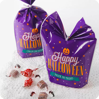 Holy Festival Candy Bag Halloween in orange and dark purple, perfect for festive candy distribution