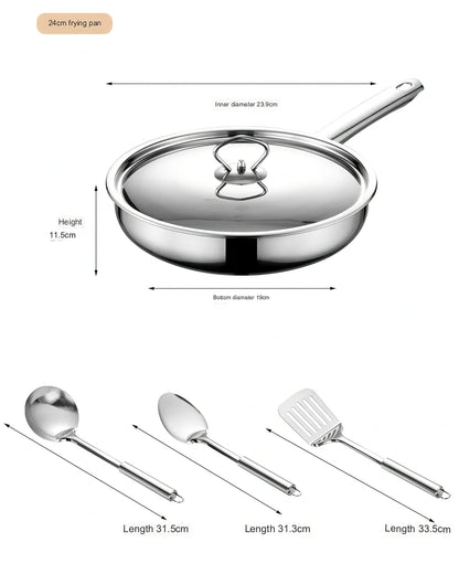 15-piece stainless steel cookware set with 12 pots, glass lids, non-stick pans, and utensils nested at 45x27x17cm