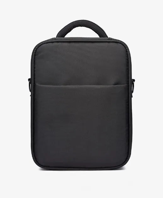 Black men's messenger shoulder bag made from Oxford fabric showing its structured shape and shoulder strap.