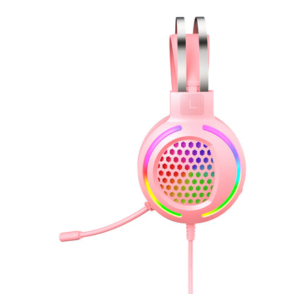 H500 Holloway RGB USB gaming headset in black with colourful lights and memory foam ear cushions