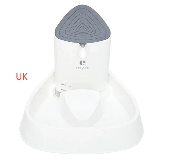 1.5L automatic pet water fountain with white plastic body and LED light