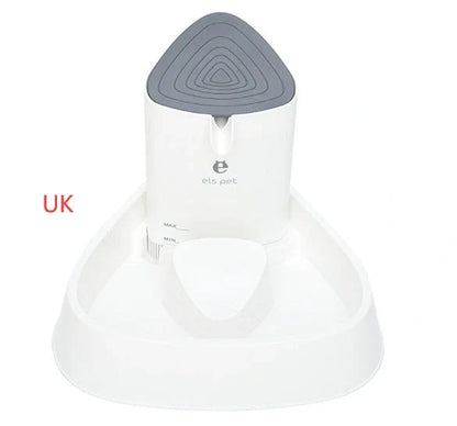 1.5L automatic pet water fountain with white plastic body and LED light