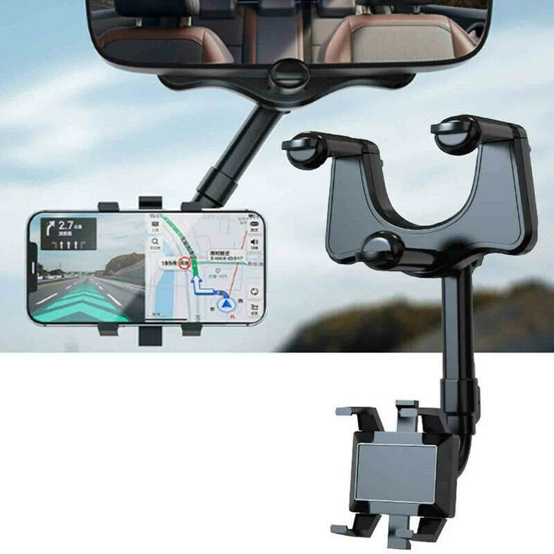 Car rearview mirror swivel navigation bracket in black, made from temperature-resistant ABS with nano-PU glue