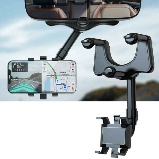 Car rearview mirror swivel navigation bracket in black, made from temperature-resistant ABS with nano-PU glue