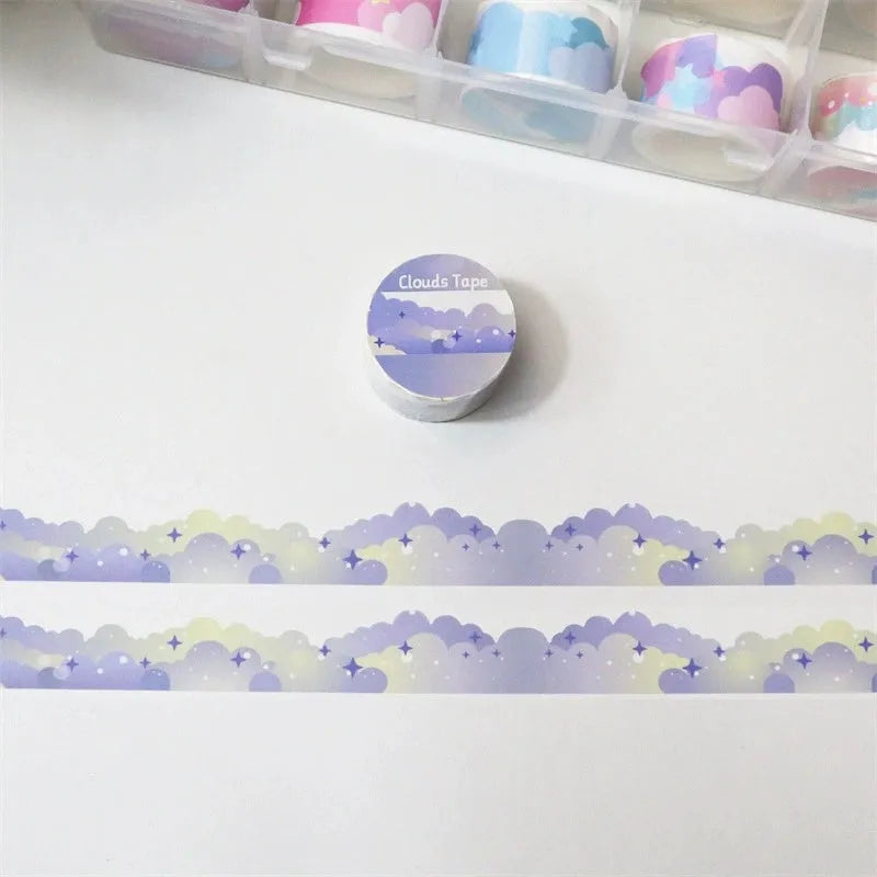 Japanese paper washi tape with stars and clouds decorative border design