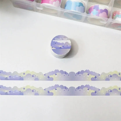 Japanese paper washi tape with stars and clouds decorative border design