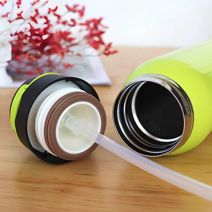 Stainless steel sport thermos water bottle with 500ml capacity and leakproof lid