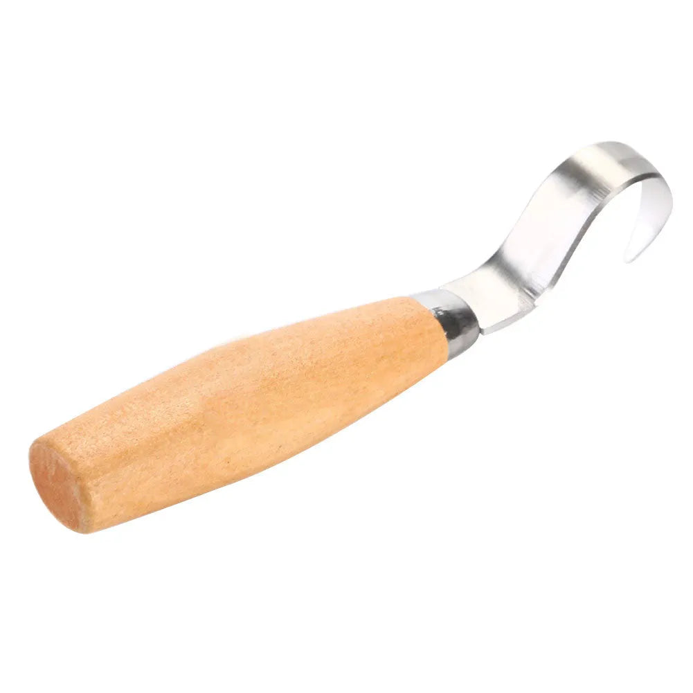 FastCraft curve carving knife with stainless steel blade and wood handle for woodworking.