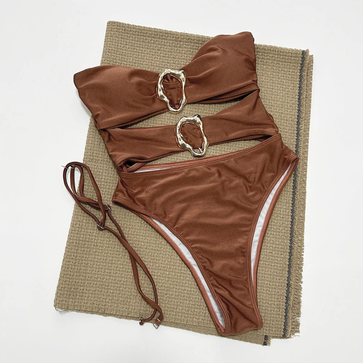 Women's one-piece swimsuit in solid black, brown or red, nylon fabric, sizes S M L, for swimming and wading