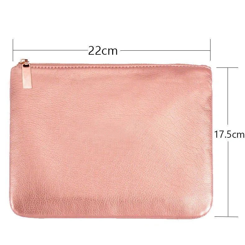 15-piece rose gold makeup brush set with wooden handles and storage bag