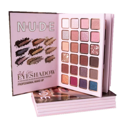 Makeup palette open showing eye shadows, matte blush, shimmer blush, and highlighter powders in shade U137A.