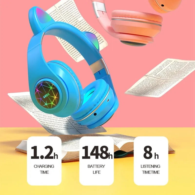 Cat ear design wireless Bluetooth sports headset in multiple colours with 10m range