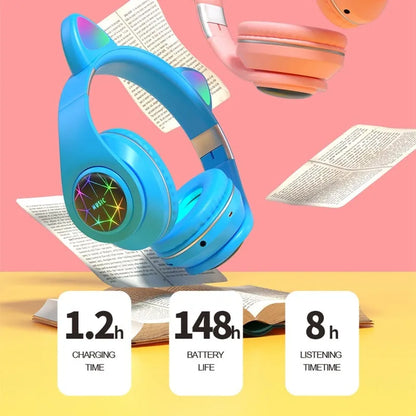 Cat ear design wireless Bluetooth sports headset in multiple colours with 10m range