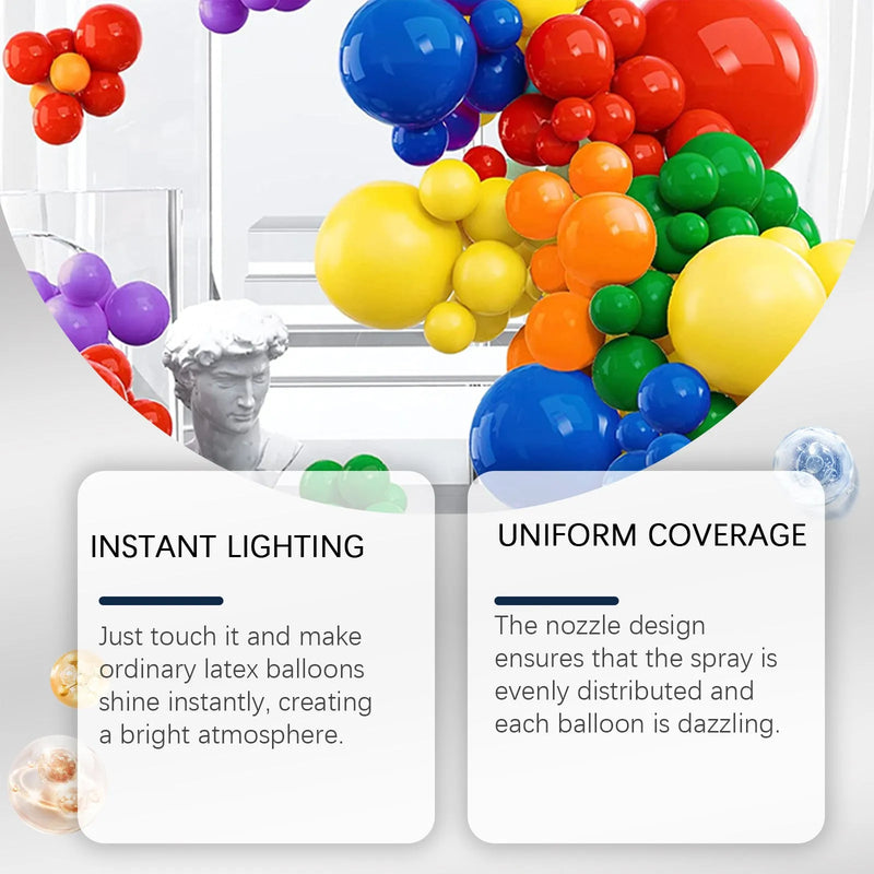Rubber Balloons Shiny Spray 60ml for Lasting Non-Oxidation Enhanced Gloss Texture and Atmosphere, Clear Gloss Finish for Party Balloon Decorating