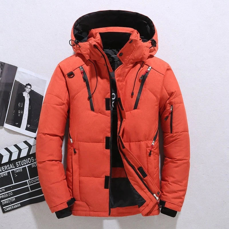 Men's windproof hooded jacket for outdoor sports, available in multiple colours