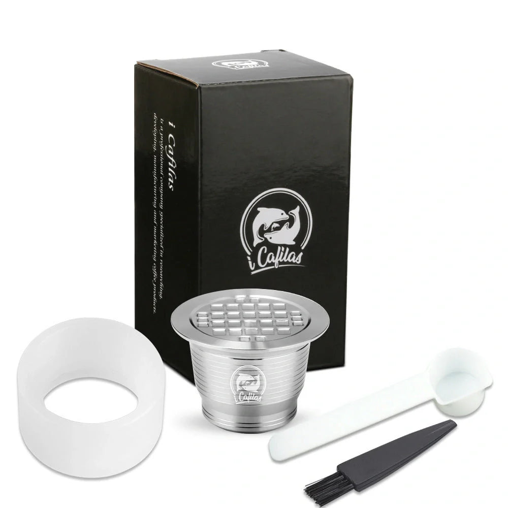 Stainless steel reusable Nespresso coffee capsule with refillable filter