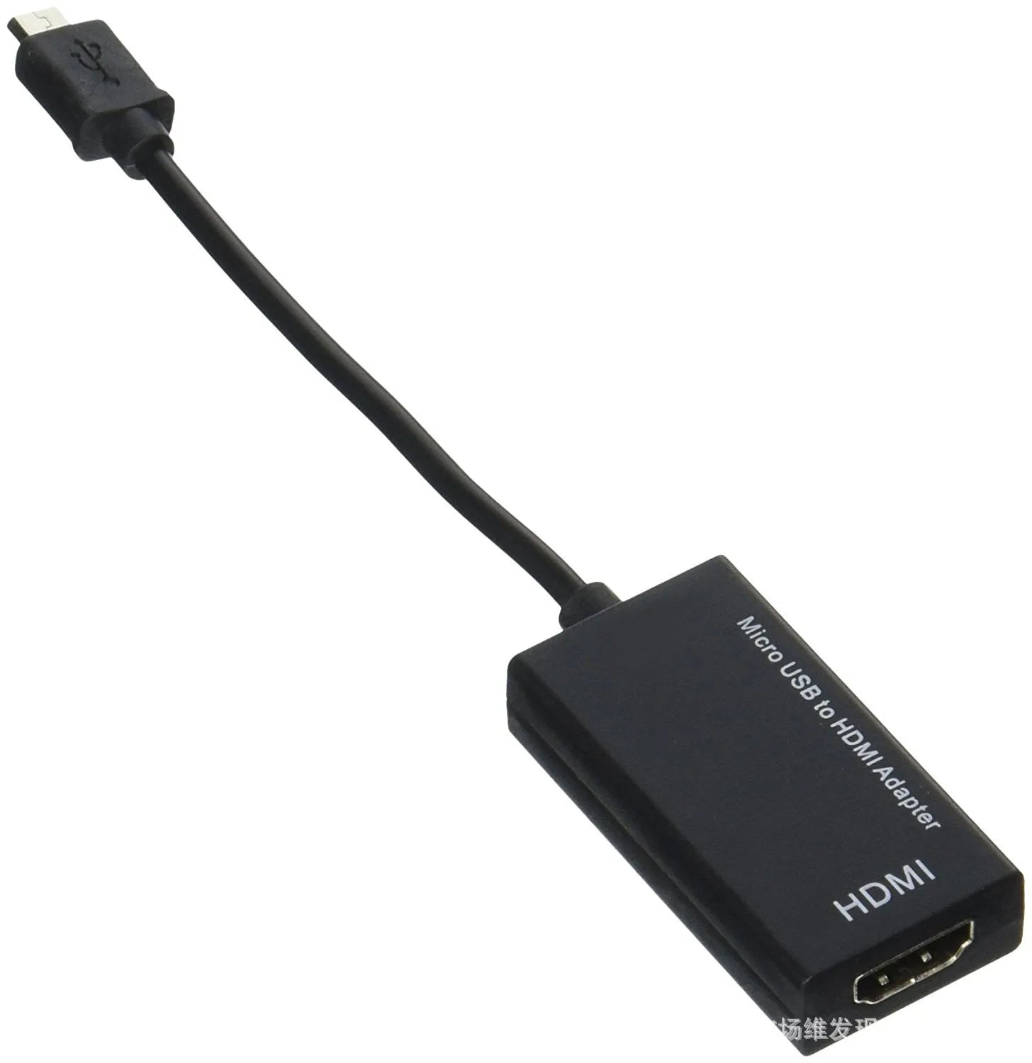 Black HD to HDMI adapter cable with gold connectors for connecting mobile devices to televisions