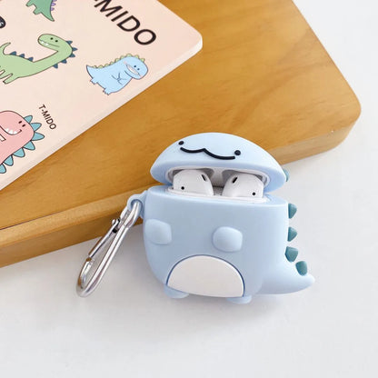 Blue silicone case with baby dragon design for Apple AirPods 1, 2, and 3 models.