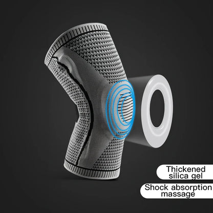 Compression sports knee pads with silicone springs for meniscus protection during basketball and running activities