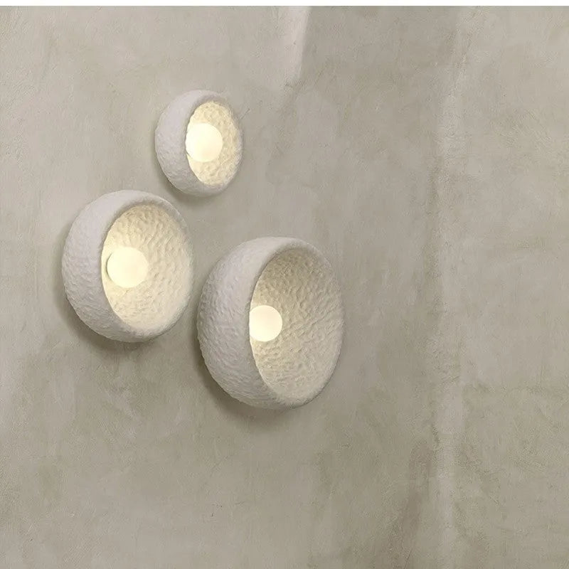 Japanese modern wall lamp with resin shade in three diameter sizes
