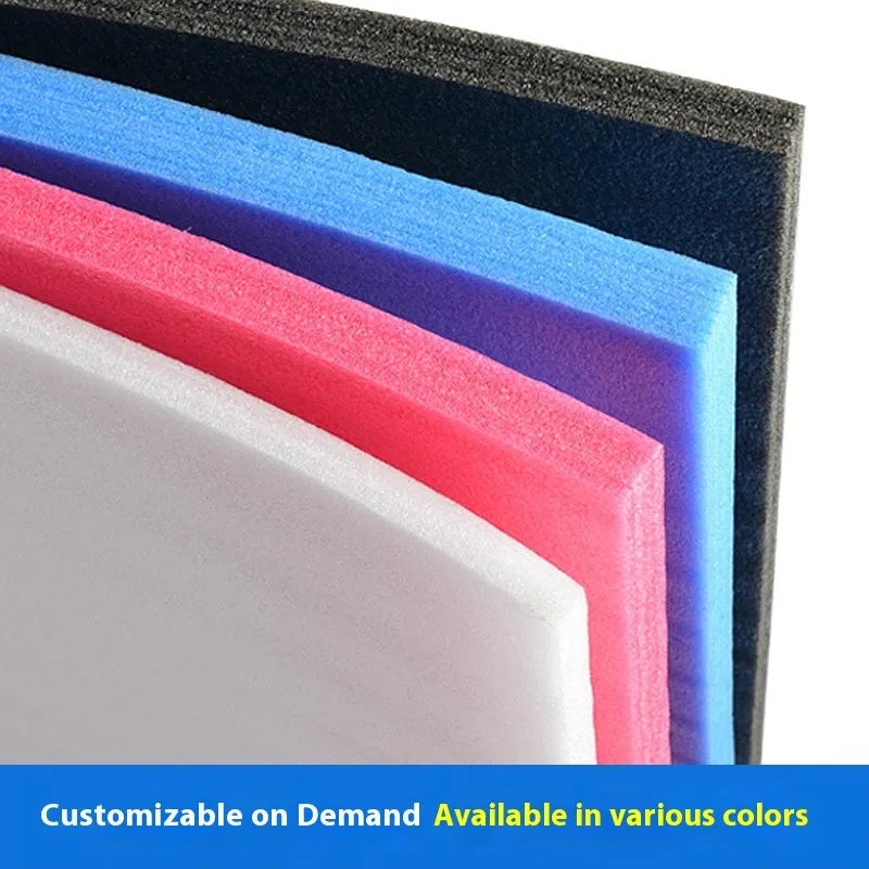 High density foam board made from EPE pearl cotton material measuring 200 cm long by 100 cm wide with 10 mm thickness providing a single sheet of white-coloured protective cushioning for packaging, insulation, crafting and display backing